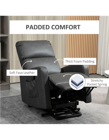 HOMCOM Recliner Chair for the Elderly with Lift, Remote Control, Side Pockets, Charcoal Grey