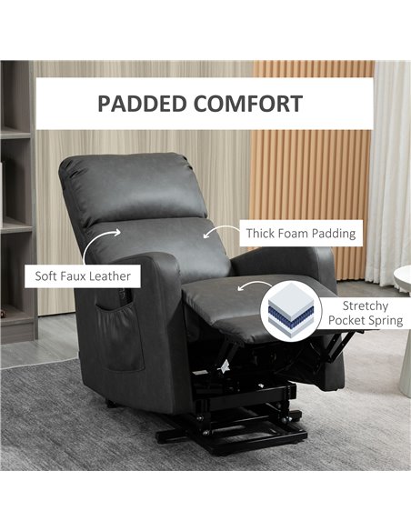 HOMCOM Recliner Chair for the Elderly with Lift, Remote Control, Side Pockets, Charcoal Grey - pic 24879 | FastDaddyshop