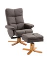 HOMCOM Faux Leather Swivel Recliner Chair with Footstool, Storage, Brown