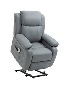 HOMCOM Electric Power Lift Vibration Massage Recliner Chair with Remote Control, Grey