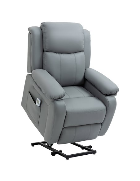 HOMCOM Electric Power Lift Vibration Massage Recliner Chair with Remote Control, Grey - pic 24891 | FastDaddyshop