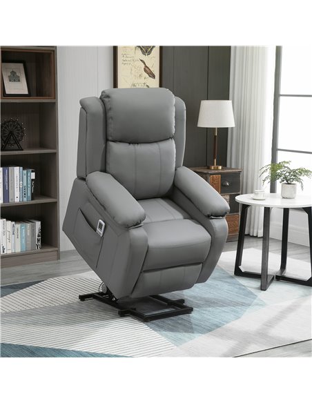 HOMCOM Electric Power Lift Vibration Massage Recliner Chair with Remote Control, Grey - pic 24892 | FastDaddyshop