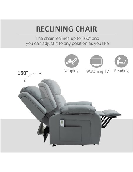 HOMCOM Electric Power Lift Recliner Chair Vibration Massage Reclining Chair with Remote Control and Side Pocket, Grey - pic 24895 | FastDaddyshop