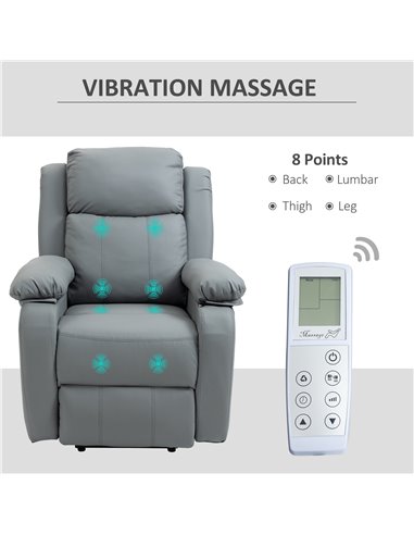 HOMCOM Electric Power Lift Recliner Chair Vibration Massage Reclining Chair with Remote Control and Side Pocket, Grey