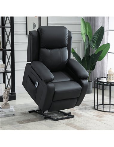 HOMCOM Electric Power Lift Vibration Massage Recliner Chair with Remote Control, Black