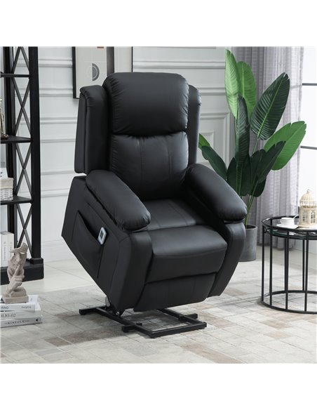 HOMCOM Electric Power Lift Vibration Massage Recliner Chair with Remote Control, Black - pic 24910 | FastDaddyshop
