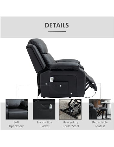 HOMCOM Electric Power Lift Vibration Massage Recliner Chair with Remote Control, Black
