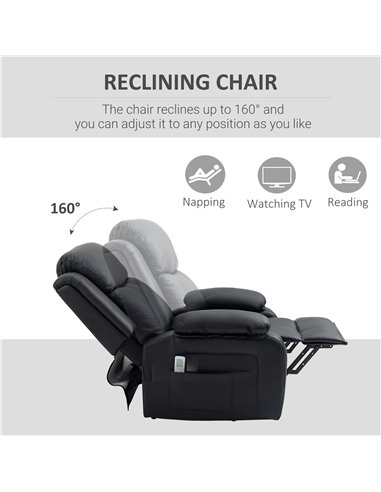 HOMCOM Electric Power Lift Recliner Chair Vibration Massage Reclining Chair with Remote Control and Side Pocket, Black
