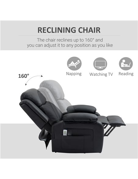 HOMCOM Electric Power Lift Recliner Chair Vibration Massage Reclining Chair with Remote Control and Side Pocket, Black - pic 24913 | FastDaddyshop