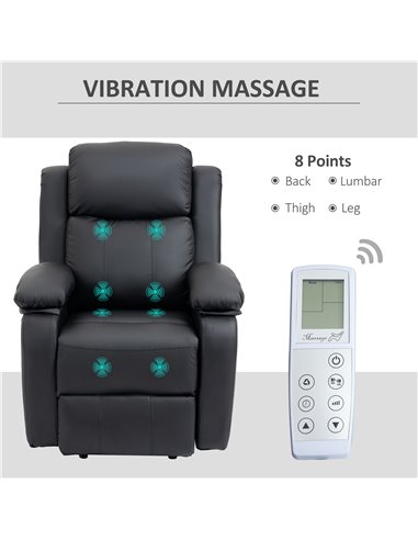 HOMCOM Electric Power Lift Recliner Chair Vibration Massage Reclining Chair with Remote Control and Side Pocket, Black