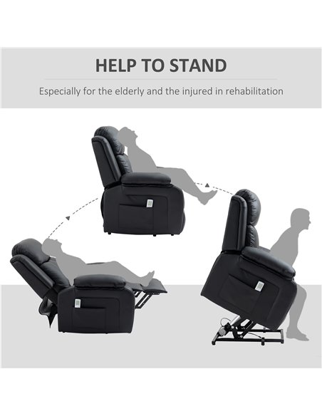 HOMCOM Electric Power Lift Recliner Chair Vibration Massage Reclining Chair with Remote Control and Side Pocket, Black - pic 24915 | FastDaddyshop