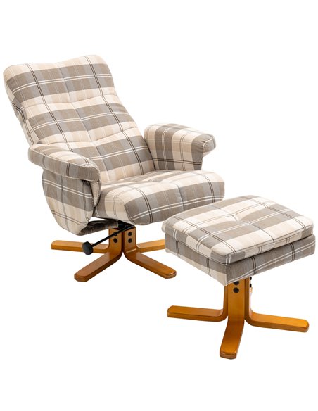 HOMCOM Linen Swivel Recliner Chair with Footstool, Storage, Multicolour - pic 24918 | FastDaddyshop