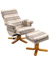 HOMCOM Linen Swivel Recliner Chair with Footstool, Storage, Multicolour