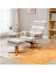 HOMCOM Linen Swivel Recliner Chair with Footstool, Storage, Multicolour 2