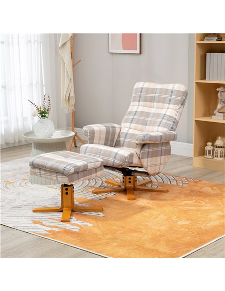HOMCOM Linen Swivel Recliner Chair with Footstool, Storage, Multicolour - pic 24919 | FastDaddyshop