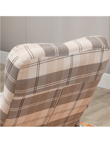 HOMCOM Linen Swivel Recliner Chair with Footstool, Wooden Base and Storage for Living Room, Multicolour