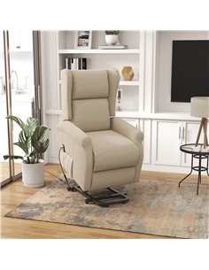 HOMCOM Power Lift Fabric Recliner Chair for the Elderly with Remote Control, Beige 2
