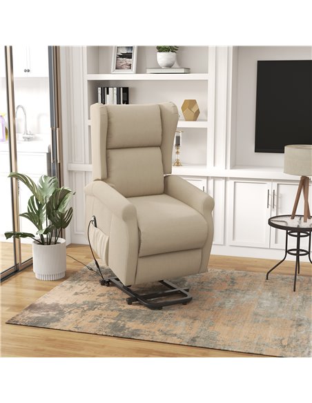 HOMCOM Power Lift Fabric Recliner Chair for the Elderly with Remote Control, Beige - pic 24928 | FastDaddyshop