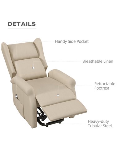 HOMCOM Power Lift Fabric Recliner Chair for the Elderly with Remote Control, Beige