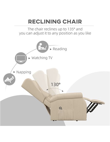 HOMCOM Power Lift Chair for the Elderly with Remote Control, Fabric Electric Recliner Chair for Living Room, Beige - pic 24931 | FastDaddyshop