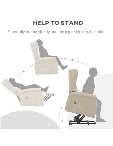HOMCOM Power Lift Chair for the Elderly with Remote Control, Fabric Electric Recliner Chair for Living Room, Beige