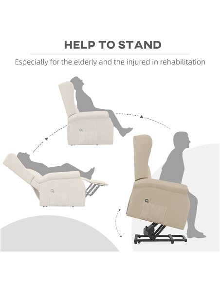 HOMCOM Power Lift Chair for the Elderly with Remote Control, Fabric Electric Recliner Chair for Living Room, Beige - pic 24932 | FastDaddyshop