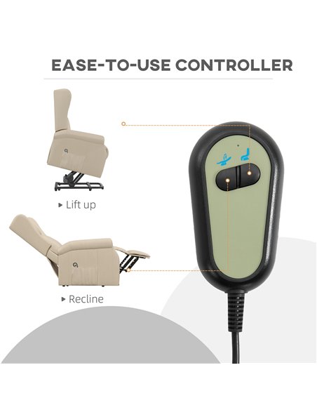 HOMCOM Power Lift Chair for the Elderly with Remote Control, Fabric Electric Recliner Chair for Living Room, Beige - pic 24933 | FastDaddyshop