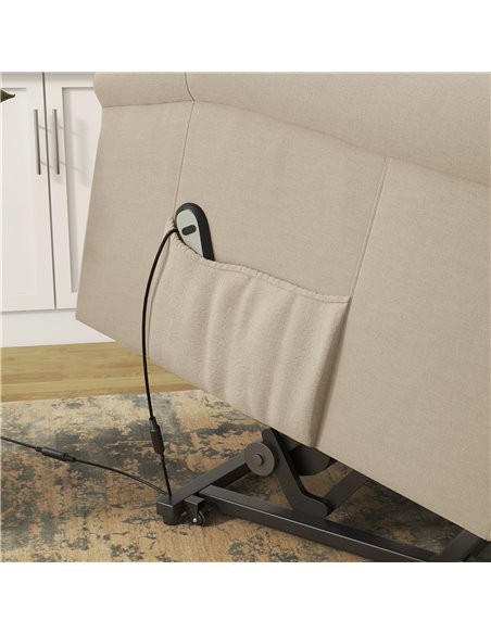 HOMCOM Power Lift Chair for the Elderly with Remote Control, Fabric Electric Recliner Chair for Living Room, Beige - pic 24935 | FastDaddyshop