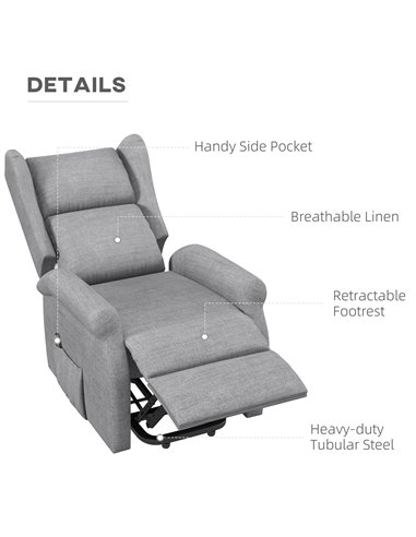 HOMCOM Power Lift Fabric Recliner Chair for the Elderly with Remote Control, Grey