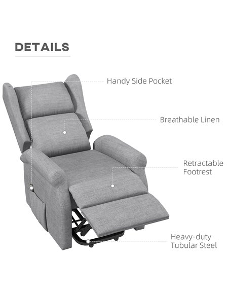 HOMCOM Power Lift Fabric Recliner Chair for the Elderly with Remote Control, Grey - pic 24939 | FastDaddyshop