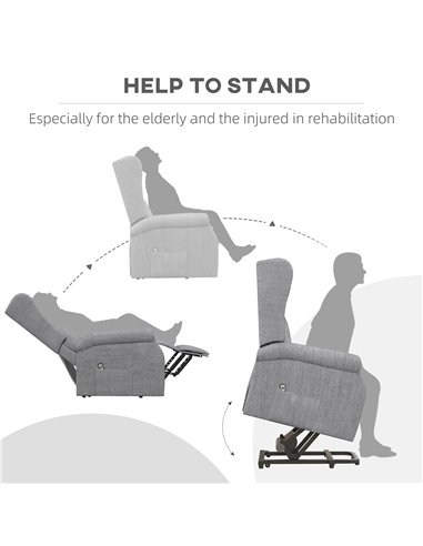 HOMCOM Power Lift Chair for the Elderly with Remote Control, Fabric Electric Recliner Chair for Living Room, Grey