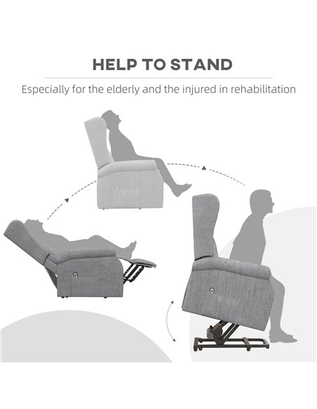 HOMCOM Power Lift Chair for the Elderly with Remote Control, Fabric Electric Recliner Chair for Living Room, Grey - pic 24941 | FastDaddyshop