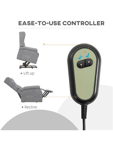 HOMCOM Power Lift Chair for the Elderly with Remote Control, Fabric Electric Recliner Chair for Living Room, Grey