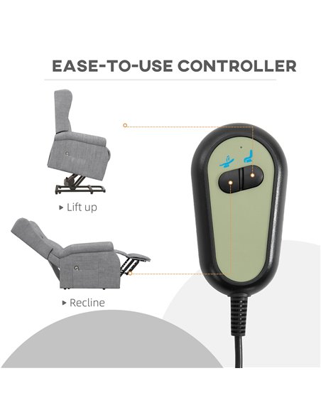 HOMCOM Power Lift Chair for the Elderly with Remote Control, Fabric Electric Recliner Chair for Living Room, Grey - pic 24942 | FastDaddyshop