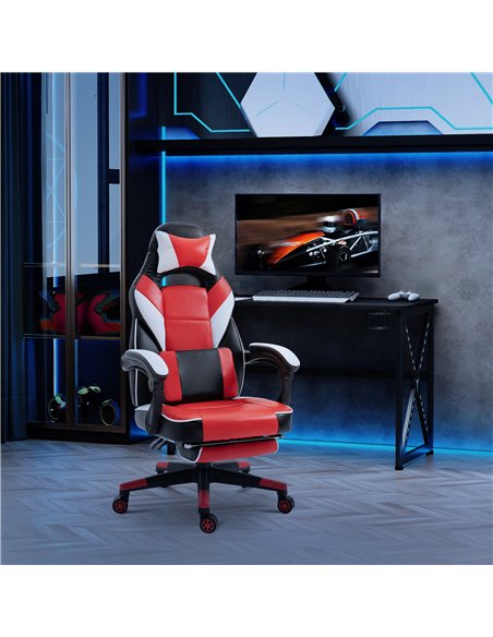 Vinsetto Cool & Stylish Ergonomic Gaming Chair with Footrest Neck & Back Pillow, Red - pic 24964 | FastDaddyshop