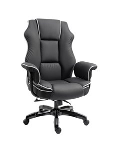 Vinsetto Piped PU Leather Padded Ergonomic Computer Chair with Armrests, Black