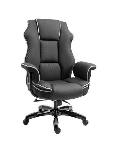 Vinsetto Piped PU Leather Padded Ergonomic Computer Chair with Armrests, Black - pic 24972 | FastDaddyshop
