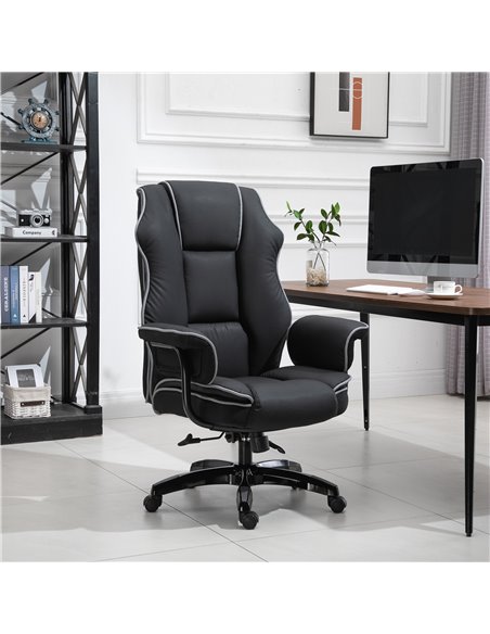 Vinsetto Piped PU Leather Padded Ergonomic Computer Chair with Armrests, Black - pic 24973 | FastDaddyshop