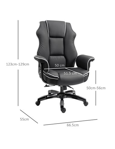 Vinsetto Piped PU Leather Padded Ergonomic Computer Chair with Armrests, Black