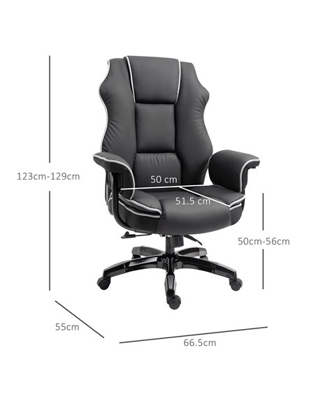 Vinsetto Piped PU Leather Padded Ergonomic Computer Chair with Armrests, Black - pic 24974 | FastDaddyshop