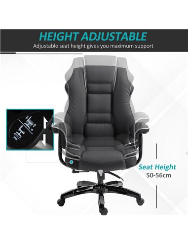 Vinsetto Piped PU Leather Padded Ergonomic Computer Chair with Armrests, Black