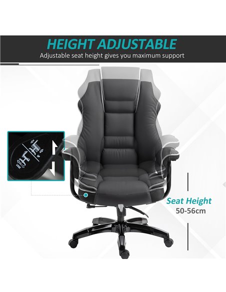 Vinsetto Piped PU Leather Padded Ergonomic Computer Chair with Armrests, Black - pic 24975 | FastDaddyshop