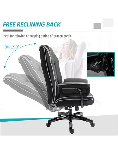 Vinsetto Piped PU Leather Padded Ergonomic Computer Chair with Armrests, Black - pic 24976 | FastDaddyshop