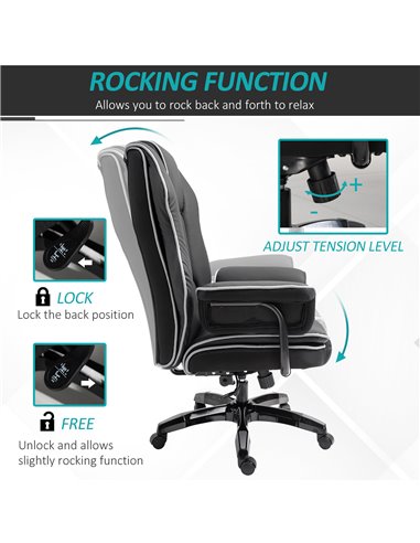 Vinsetto Piped PU Leather Padded Ergonomic Computer Chair with Armrests, Black