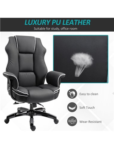 Vinsetto Piped PU Leather Padded Ergonomic Computer Chair with Armrests, Black