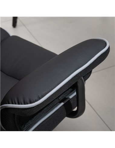 Vinsetto Piped PU Leather Padded Ergonomic Computer Chair with Armrests, Black
