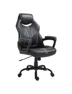 Vinsetto Faux Leather Gaming Home Office Computer Racing Chair, Black Grey