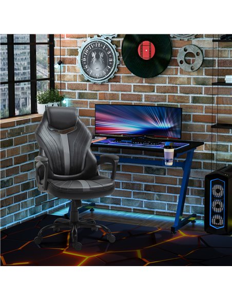 Vinsetto Faux Leather Gaming Home Office Computer Racing Chair, Black Grey - pic 24982 | FastDaddyshop