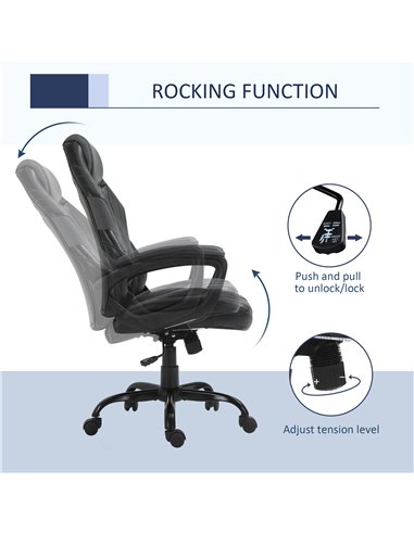 Vinsetto Faux Leather Gaming Home Office Computer Racing Chair, Black Grey