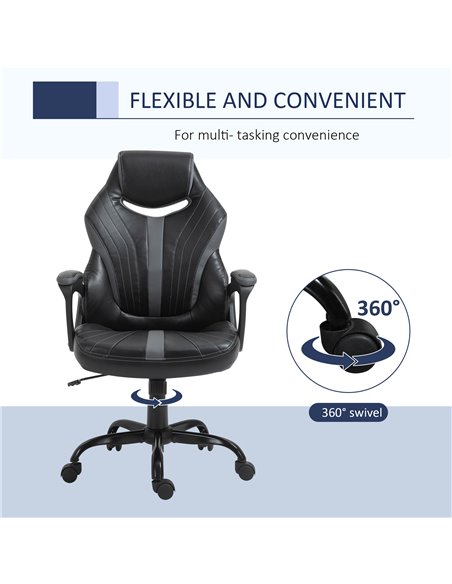 Vinsetto Faux Leather Gaming Home Office Computer Racing Chair, Black Grey - pic 24986 | FastDaddyshop